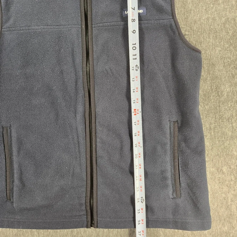 Lands' End Fleece‎ Vest Mens Size M Navy Blue Full Zip Outdoor Hiking Gorpcore